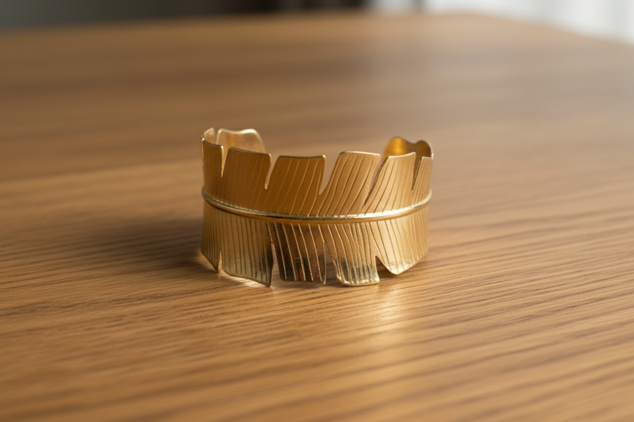 Feuille Divine — Bracelet Nature Doré