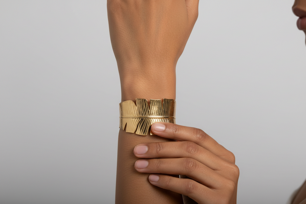 Feuille Divine — Bracelet Nature Doré